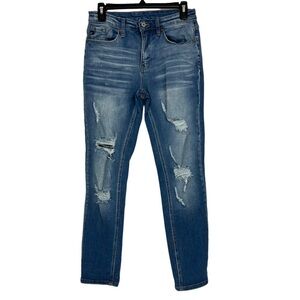 KANCAN Junior Women’s Blue Jeans Sz 5/26 Distressed Ripped & Torn Stretch